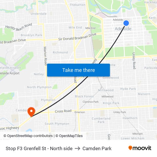 Stop F3 Grenfell St - North side to Camden Park map