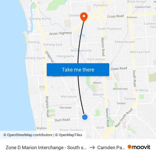 Zone D Marion Interchange - South side to Camden Park map