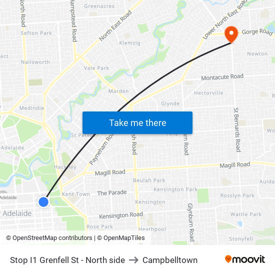 Stop I1 Grenfell St - North side to Campbelltown map