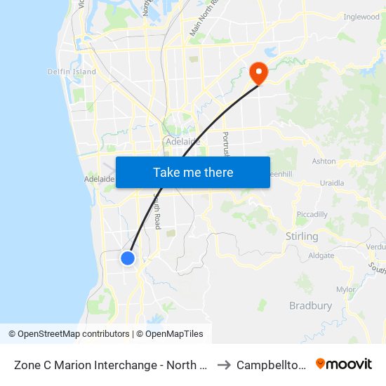 Zone C Marion Interchange - North side to Campbelltown map