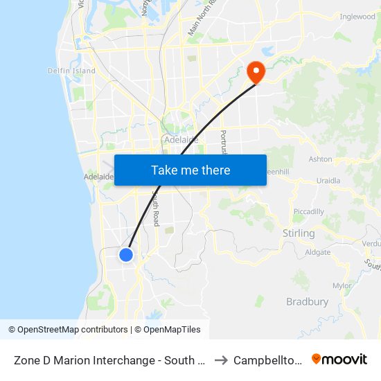 Zone D Marion Interchange - South side to Campbelltown map