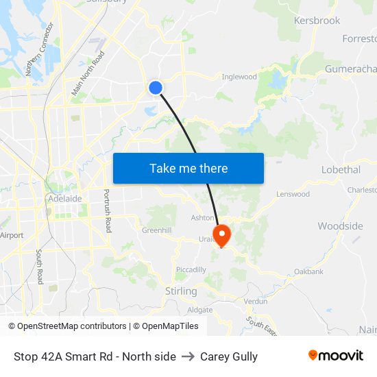 Stop 42A Smart Rd - North side to Carey Gully map