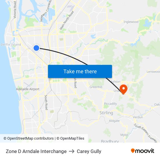 Zone D Arndale Interchange to Carey Gully map