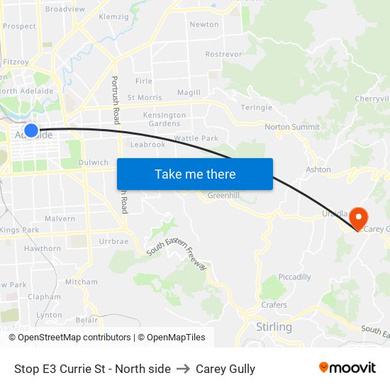 Stop E3 Currie St - North side to Carey Gully map