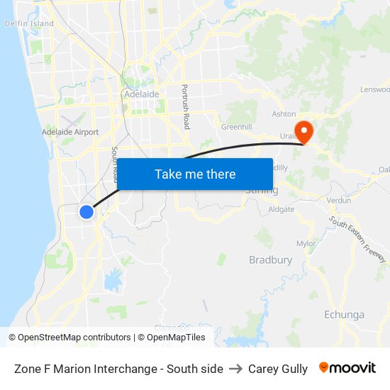 Zone F Marion Interchange - South side to Carey Gully map