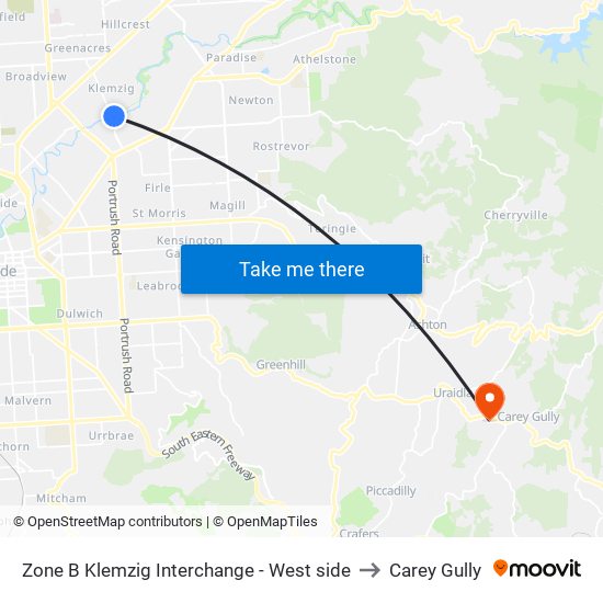 Zone B Klemzig Interchange - West side to Carey Gully map