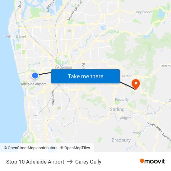 Stop 10 Adelaide Airport to Carey Gully map