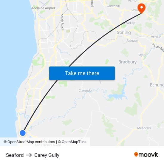 Seaford to Carey Gully map