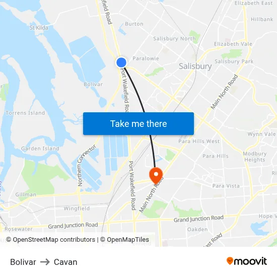 Bolivar to Cavan map