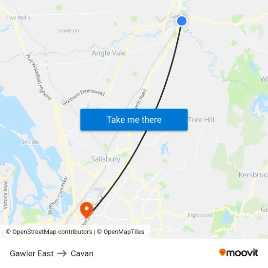 Gawler East to Cavan map