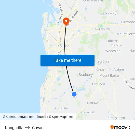 Kangarilla to Cavan map