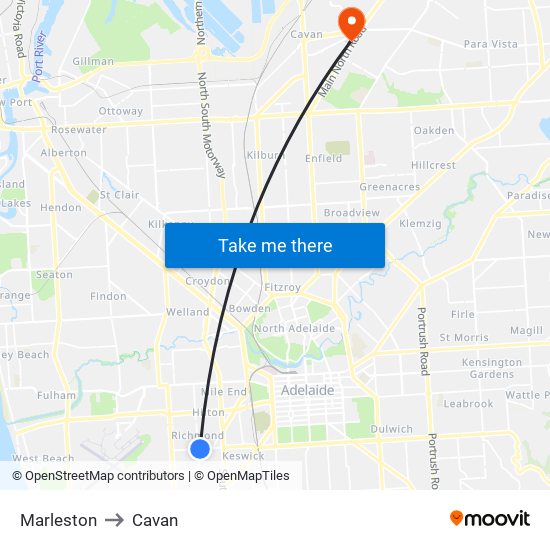 Marleston to Cavan map