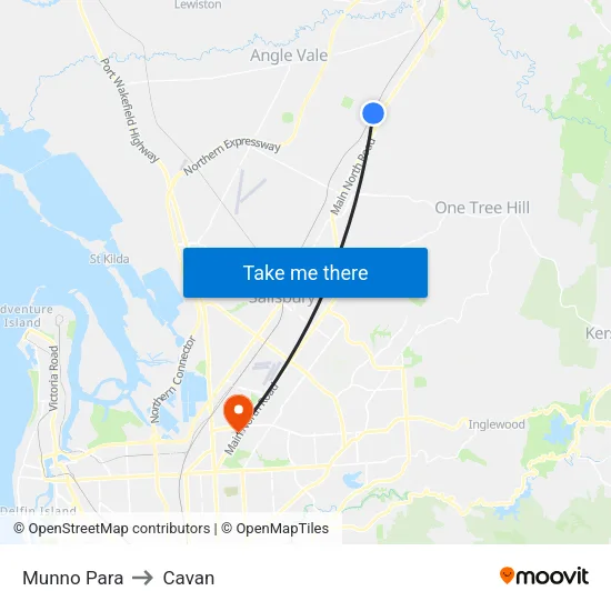 Munno Para to Cavan map