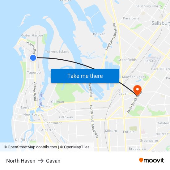 North Haven to Cavan map