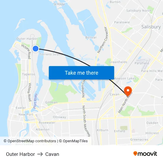 Outer Harbor to Cavan map