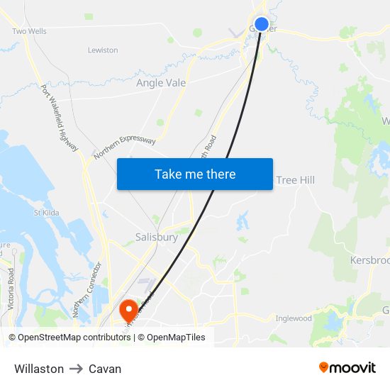 Willaston to Cavan map