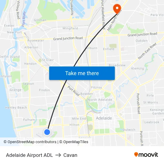 Adelaide Airport ADL to Cavan map