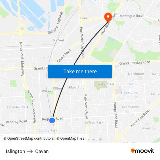 Islington to Cavan map