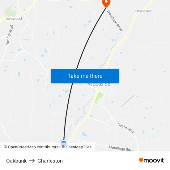 Oakbank to Charleston map