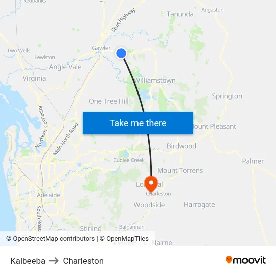 Kalbeeba to Charleston map