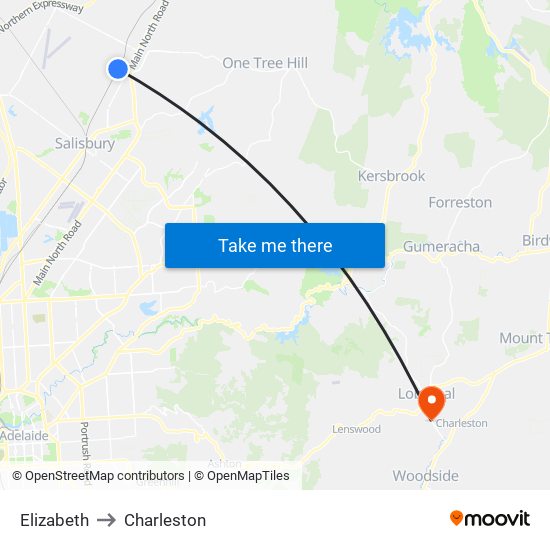 Elizabeth to Charleston map