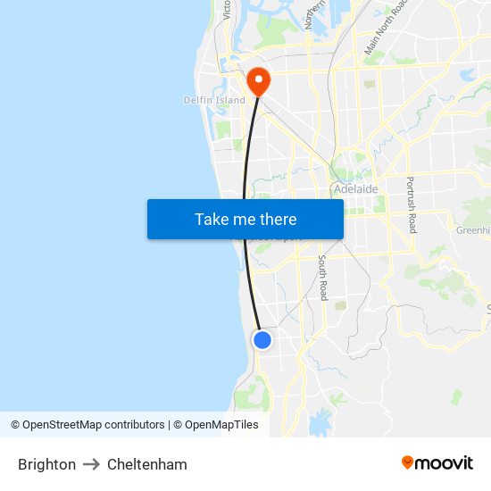 Brighton to Cheltenham map