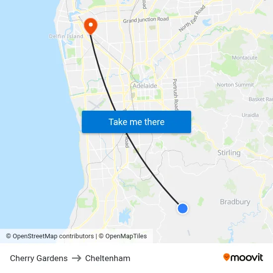 Cherry Gardens to Cheltenham map