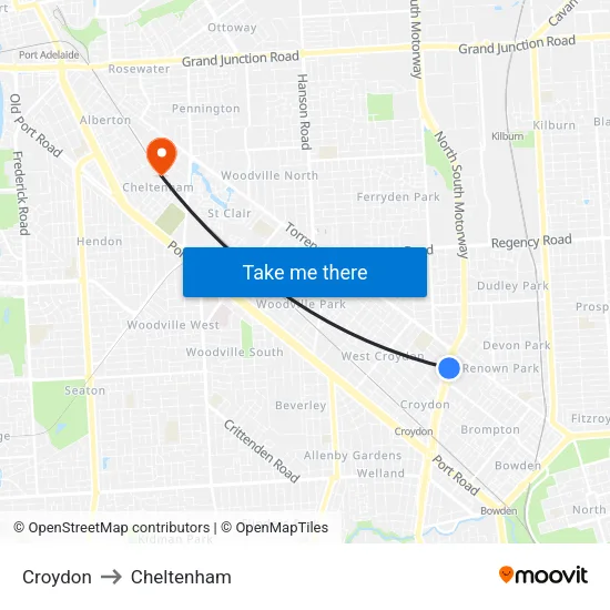 Croydon to Cheltenham map