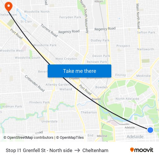 Stop I1 Grenfell St - North side to Cheltenham map