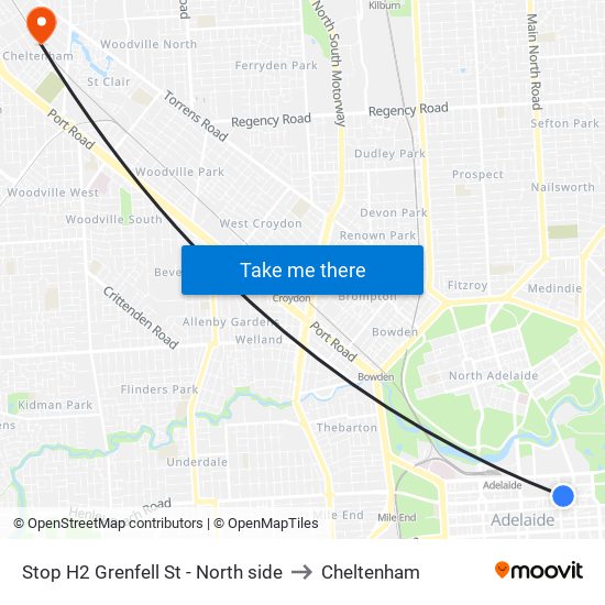 Stop H2 Grenfell St - North side to Cheltenham map