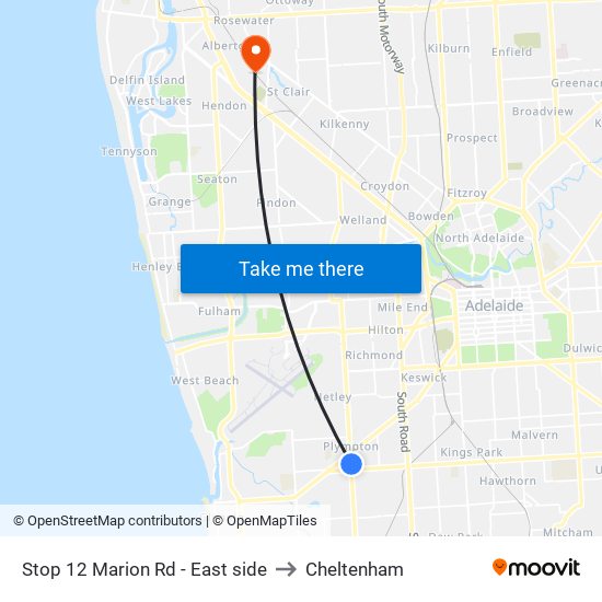 Stop 12 Marion Rd - East side to Cheltenham map