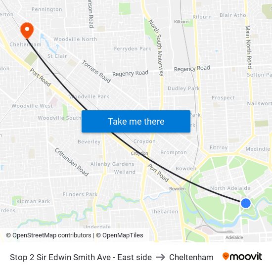 Stop 2 Sir Edwin Smith Ave - East side to Cheltenham map