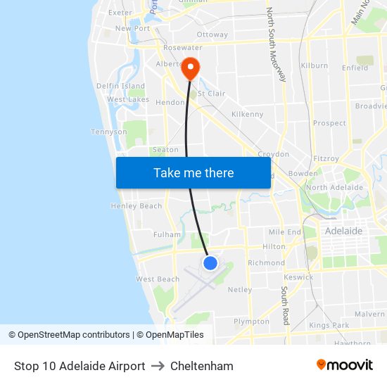 Stop 10 Adelaide Airport to Cheltenham map