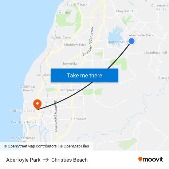 Aberfoyle Park to Christies Beach map