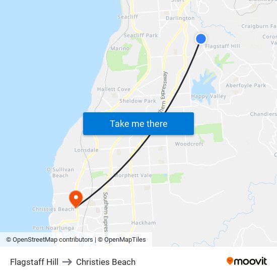 Flagstaff Hill to Christies Beach map