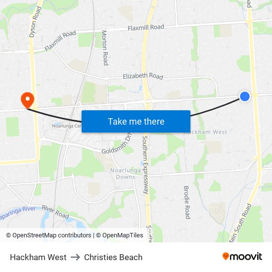 Hackham West to Christies Beach map