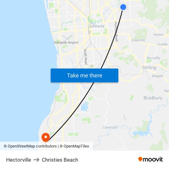 Hectorville to Christies Beach map