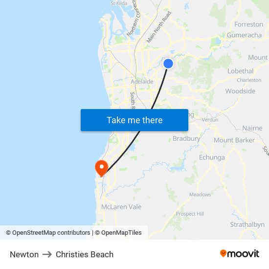 Newton to Christies Beach map