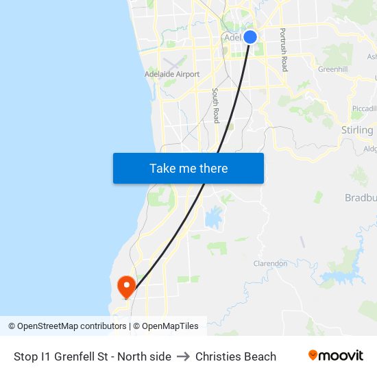 Stop I1 Grenfell St - North side to Christies Beach map