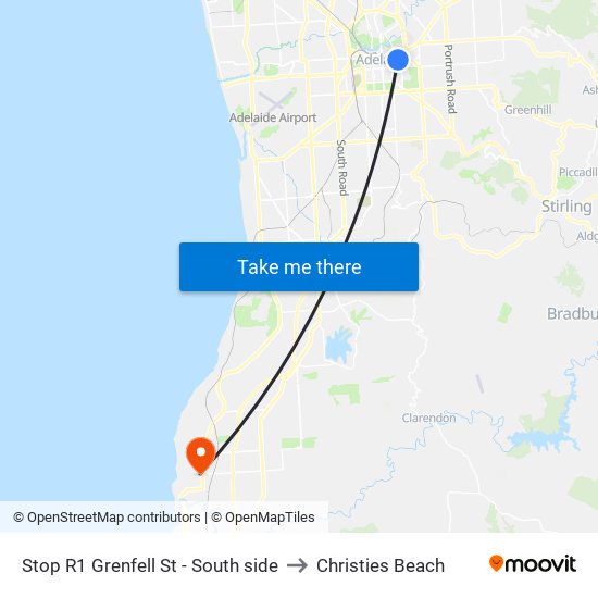 Stop R1 Grenfell St - South side to Christies Beach map