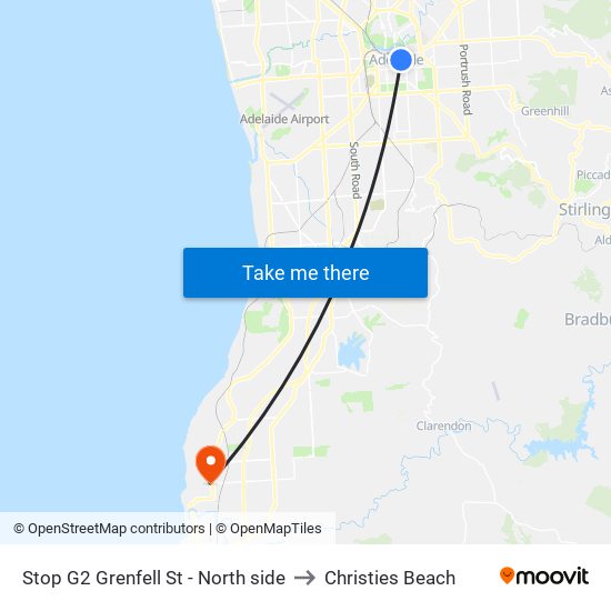 Stop G2 Grenfell St - North side to Christies Beach map