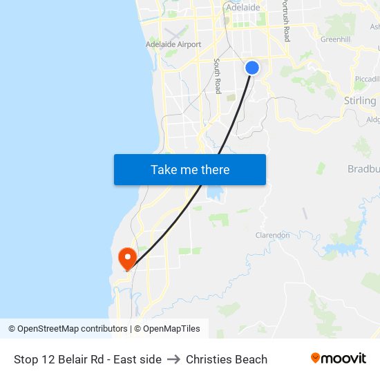 Stop 12 Belair Rd - East side to Christies Beach map
