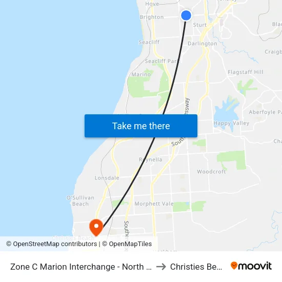 Zone C Marion Interchange - North side to Christies Beach map