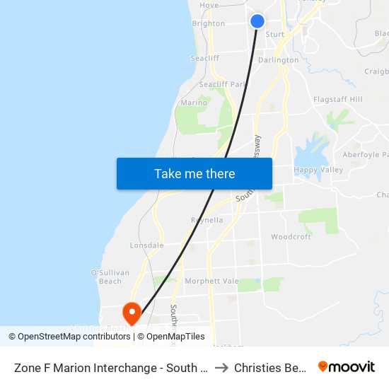 Zone F Marion Interchange - South side to Christies Beach map