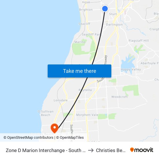 Zone D Marion Interchange - South side to Christies Beach map