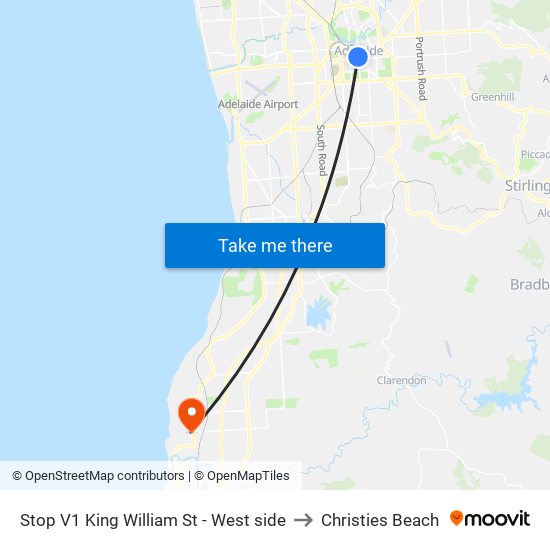 Stop V1 King William St - West side to Christies Beach map