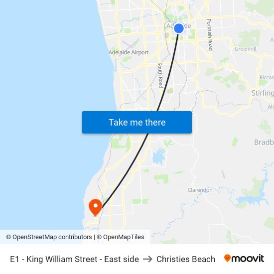 E1 - King William Street - East side to Christies Beach map
