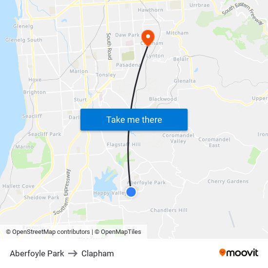 Aberfoyle Park to Clapham map