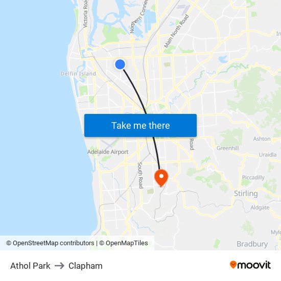 Athol Park to Clapham map