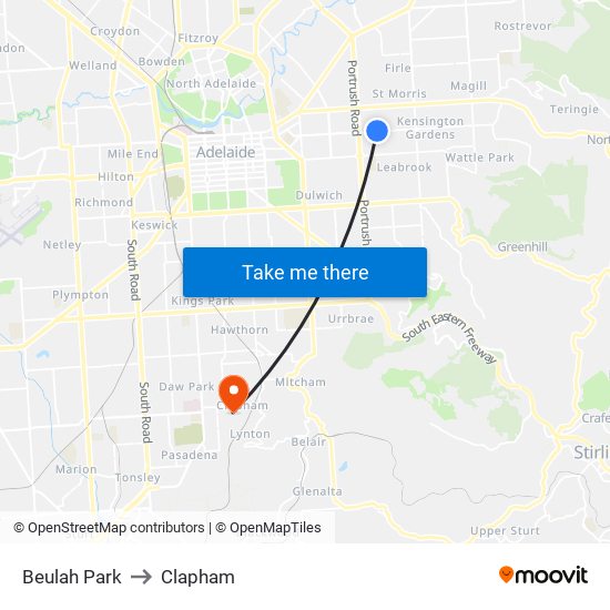 Beulah Park to Clapham map